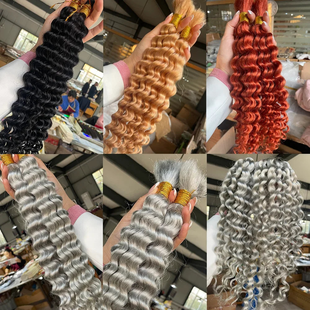 Chocolate Brown Remy Human Hair Bulk for Boho Braids | Deep Wave Braiding Hair
