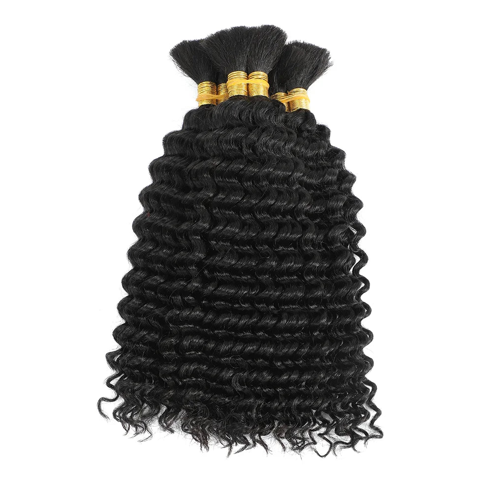 Chocolate Brown Remy Human Hair Bulk for Boho Braids | Deep Wave Braiding Hair