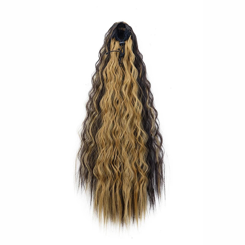 22" Kinky Curly Drawstring Ponytail Hair Extension | Heat Resistant Synthetic Wrap-Around Ponytail for Womenack Hairpiecefor Women