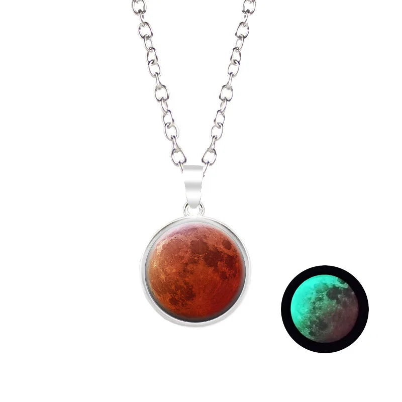 Glow-in-the-Dark Moon Pendant Necklace