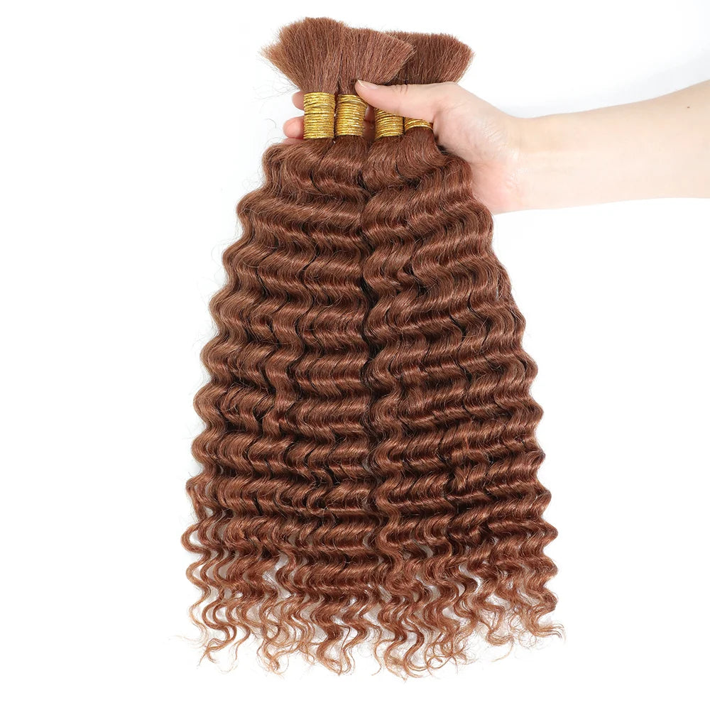 Chocolate Brown Remy Human Hair Bulk for Boho Braids | Deep Wave Braiding Hair
