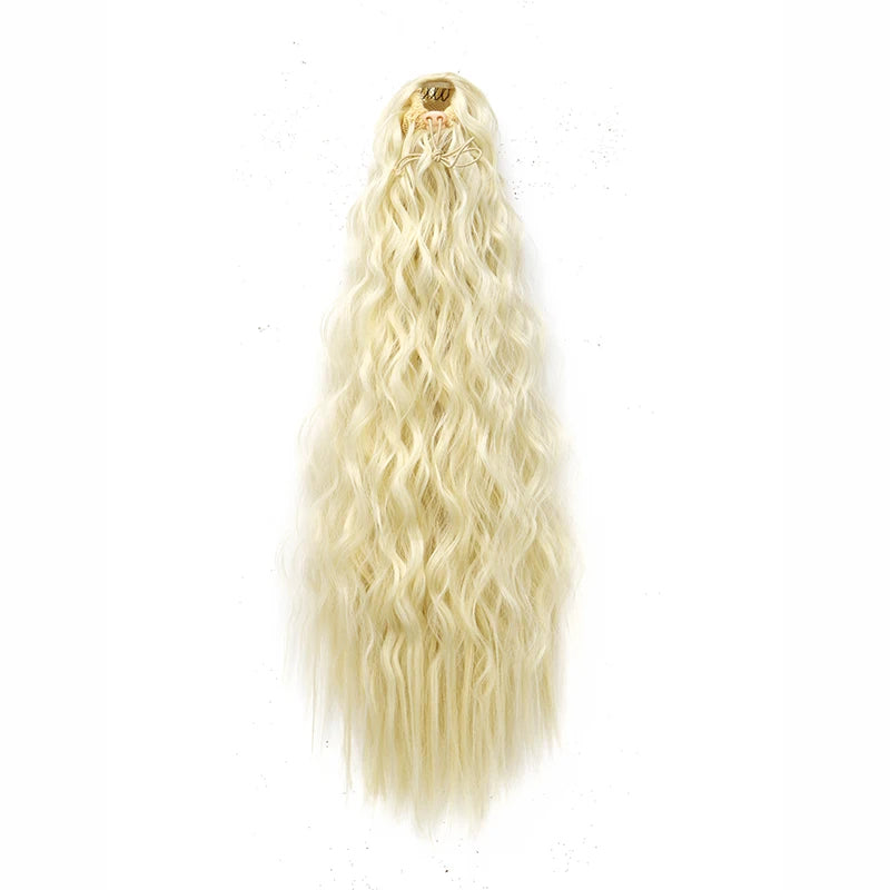 22" Kinky Curly Drawstring Ponytail Hair Extension | Heat Resistant Synthetic Wrap-Around Ponytail for Womenack Hairpiecefor Women