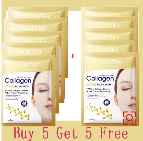 Korean Collagen Anti Wrinkle Facial Mask Fade Fine Lines Anti Aging Firm Skin Moisturizing Brightening Skincare Hydrate Mask