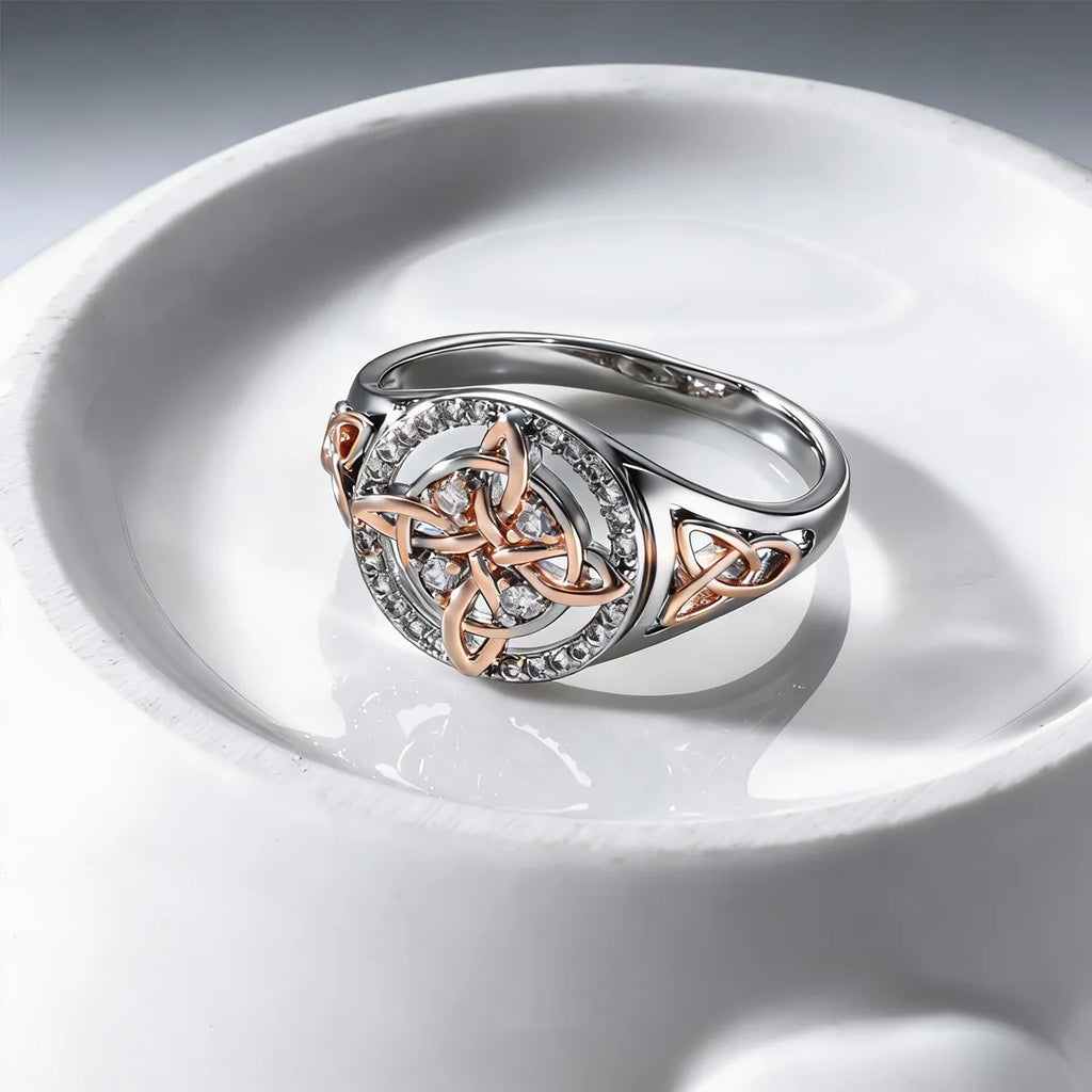 Two-Tone Celtic Heart Knot Ring