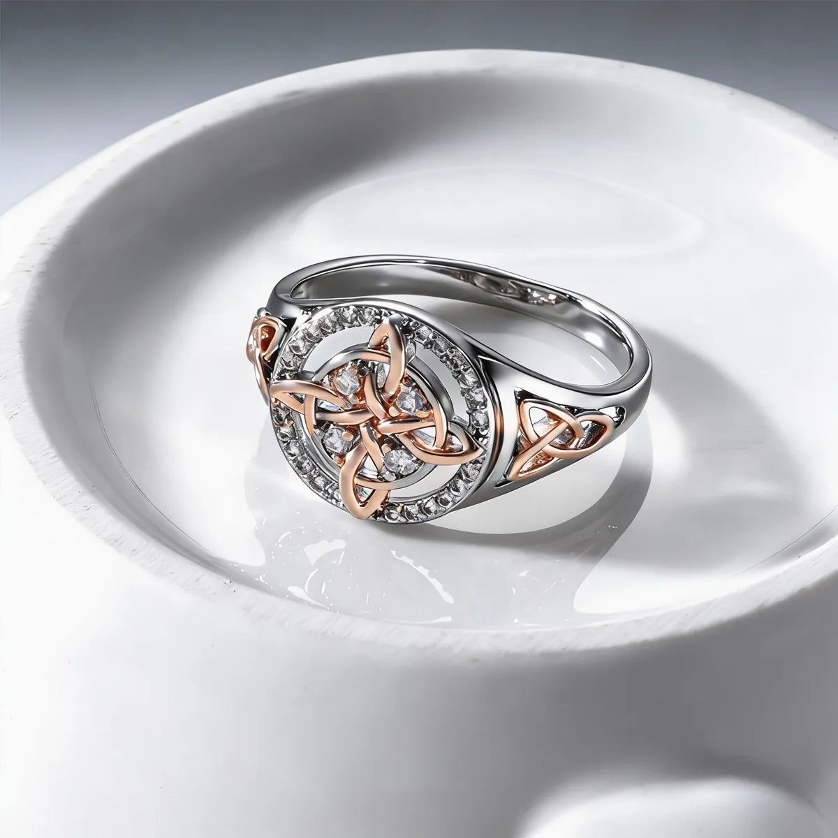Two-Tone Celtic Heart Knot Ring