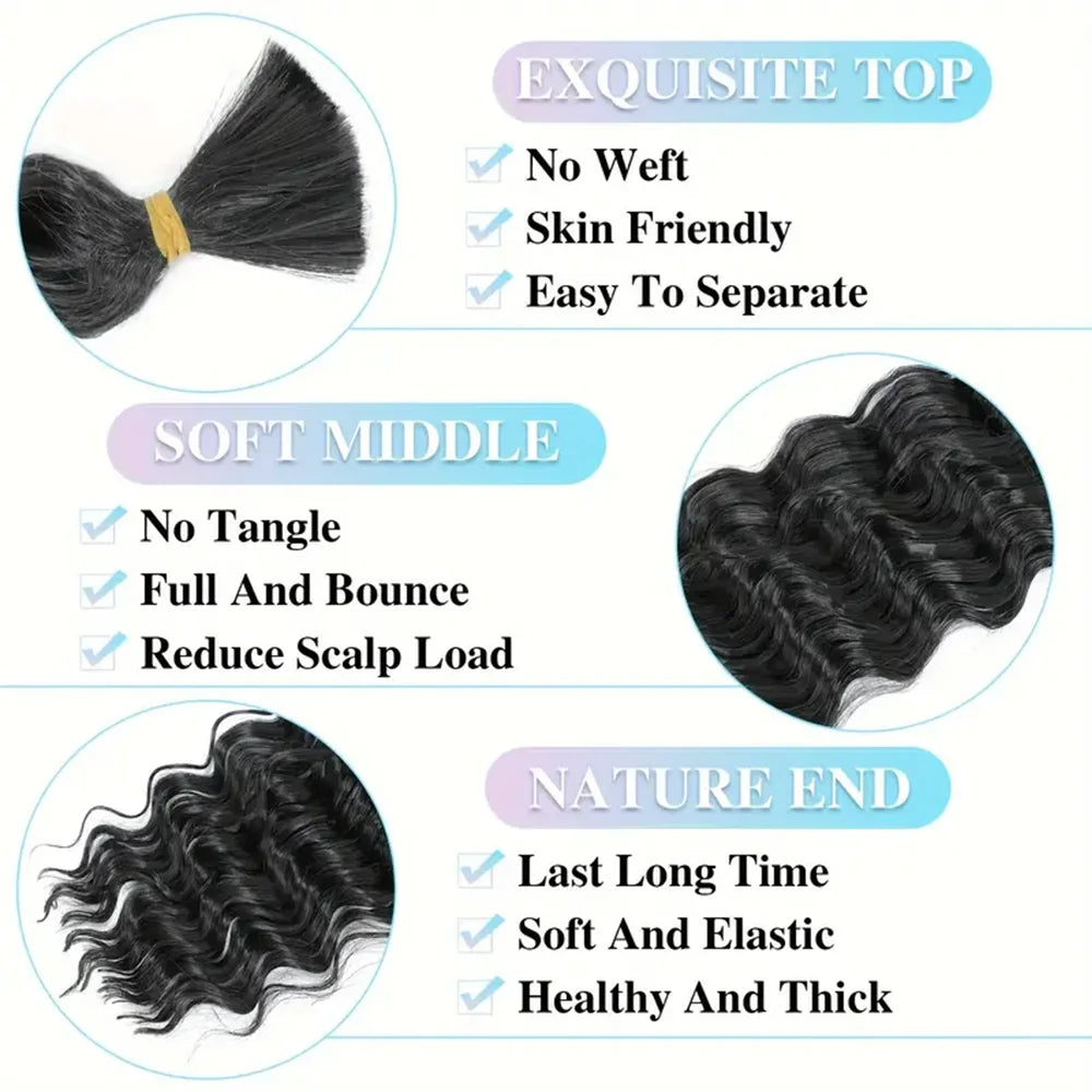 Ocean Wave Crochet Braiding Hair | Synthetic Water Wave Curly Hair for Crochet Braids