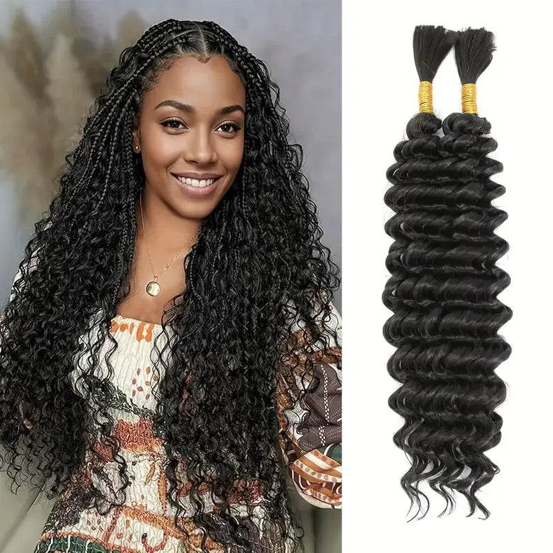 Bohemian Deep Wave Synthetic Hair Bundles | Wet & Wavy Water Wave Braiding Hair Extensions