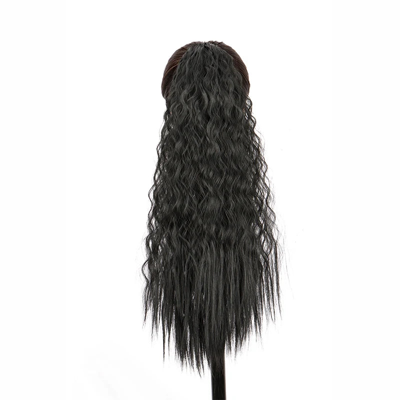 22" Kinky Curly Drawstring Ponytail Hair Extension | Heat Resistant Synthetic Wrap-Around Ponytail for Womenack Hairpiecefor Women