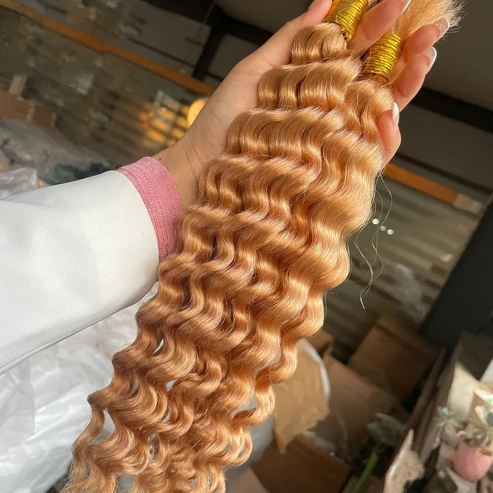 Chocolate Brown Remy Human Hair Bulk for Boho Braids | Deep Wave Braiding Hair