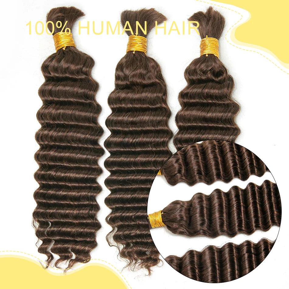 Yelo 12A Human Hair Bulk for Boho Knotless Braids | Deep Wave Curly Braiding Hair