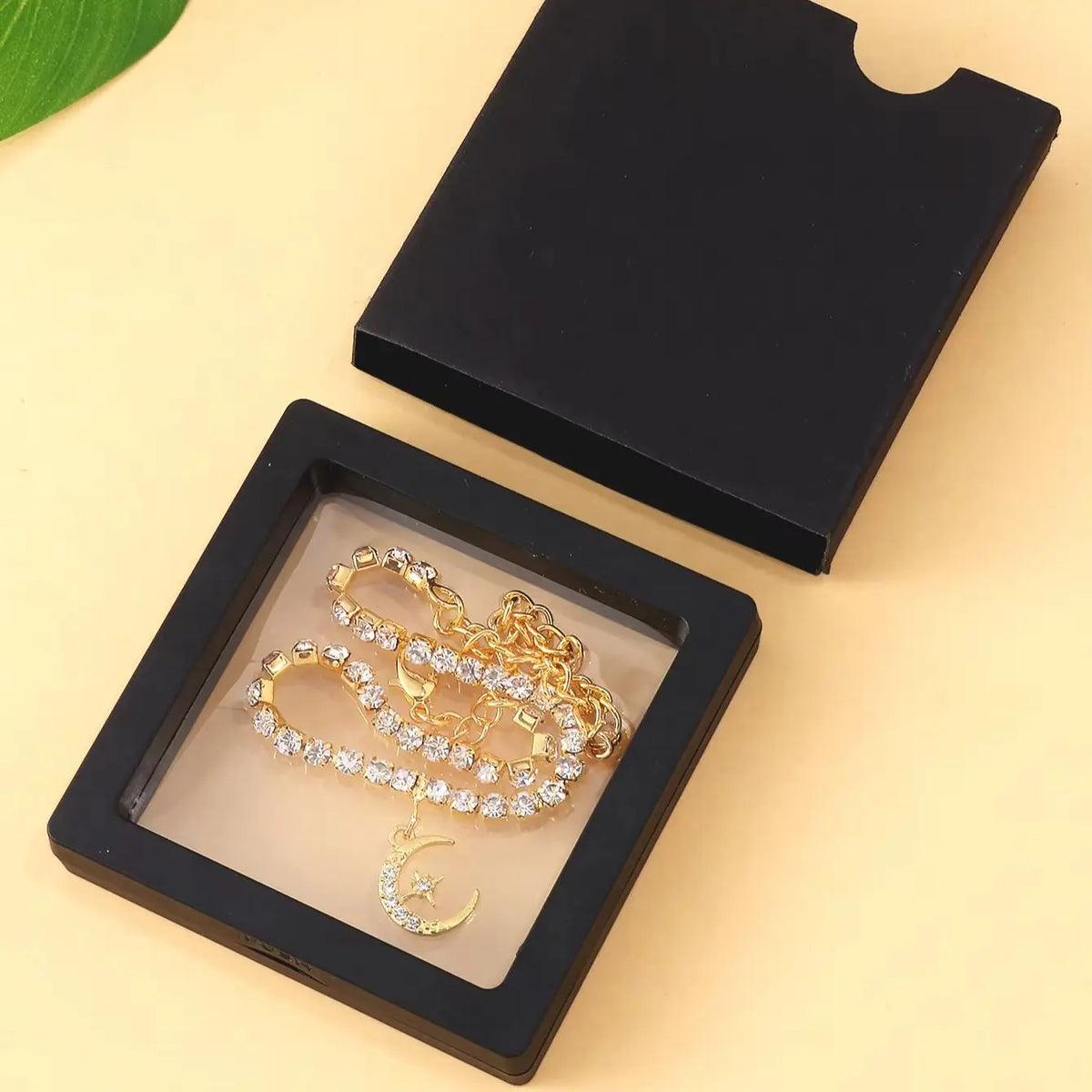 Crescent Moon Rhinestone Tennis Anklet