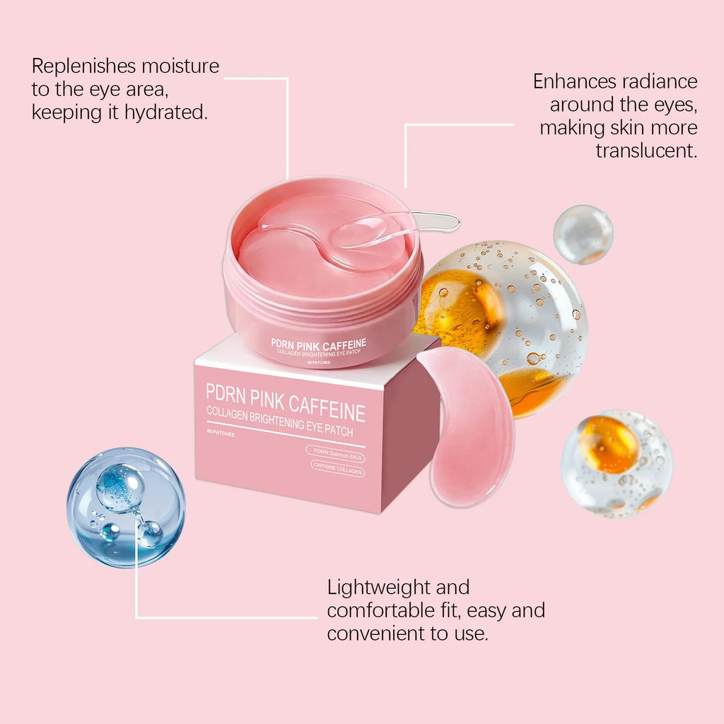 PDRN Caffeine Collagen Under Eye Patches Anti Puffy Eyes & Dark Circles with Niacinamide &Peptides Smile Line Wrinkle Care 60PCS