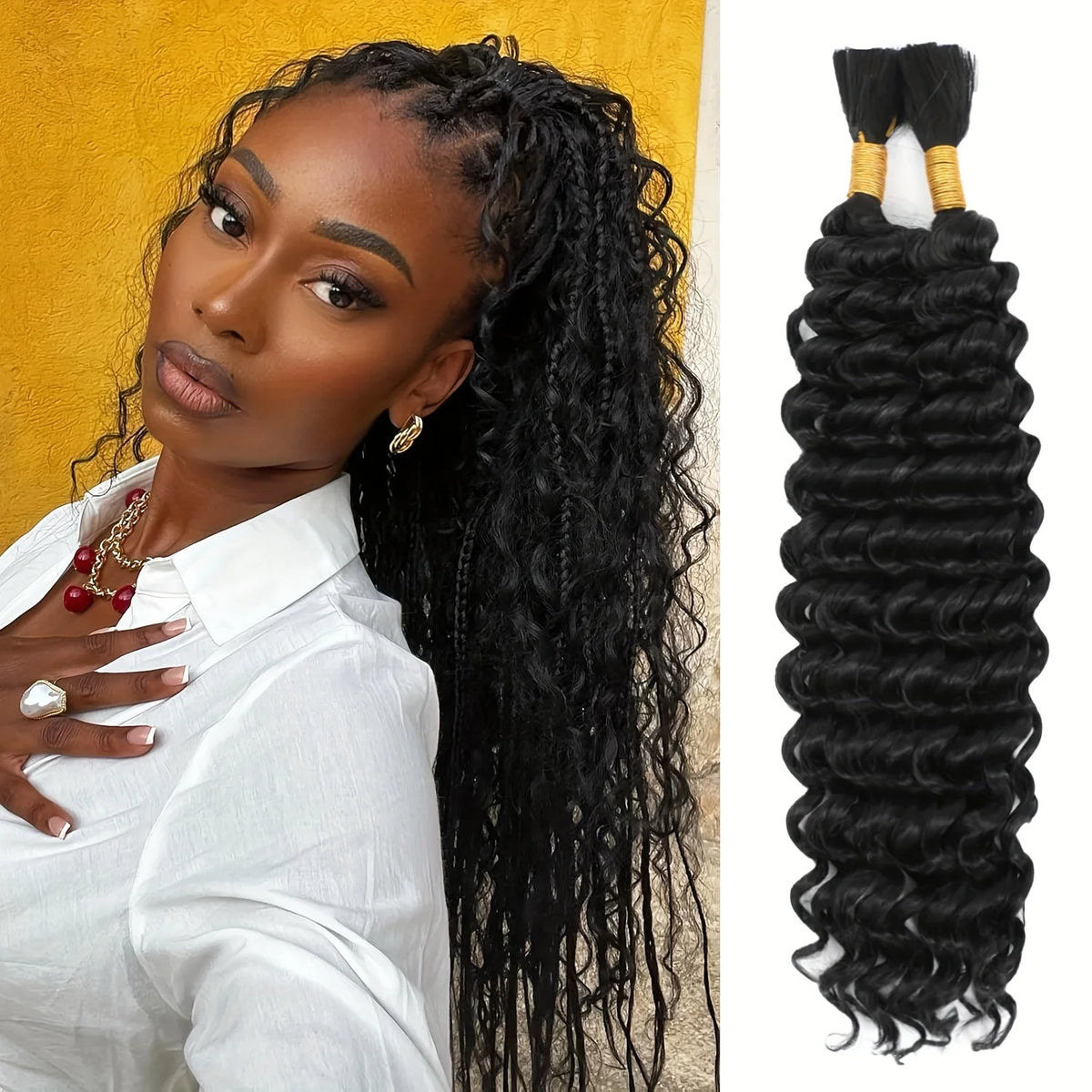 Bohemian Deep Wave Synthetic Hair Bundles | Wet & Wavy Water Wave Braiding Hair Extensions