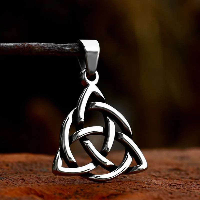 Wolf Heads Celtic Knot Pendant Necklace