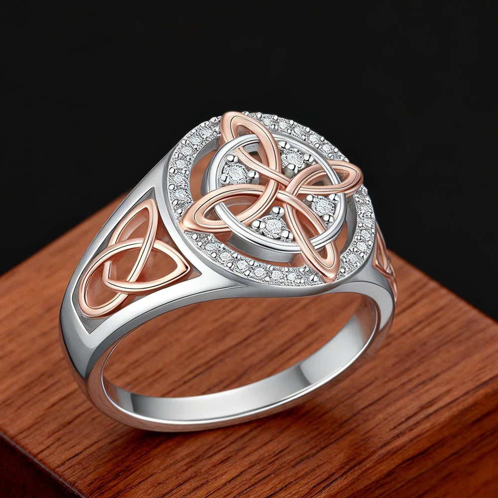 Two-Tone Celtic Heart Knot Ring