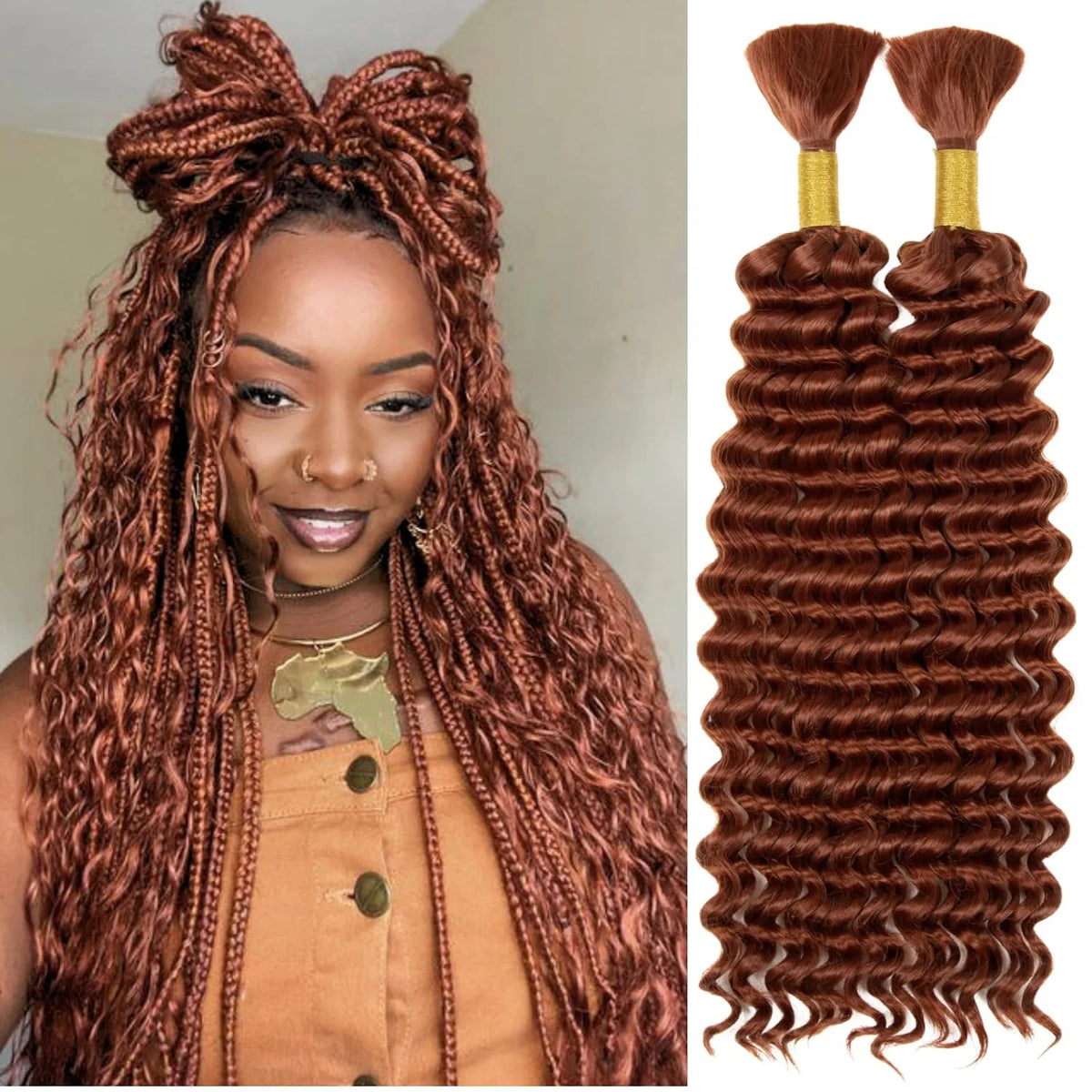 Synthetic Deep Wave Bulk Hair for Boho Braids | No-Weft Curly Braiding Hair Bundles