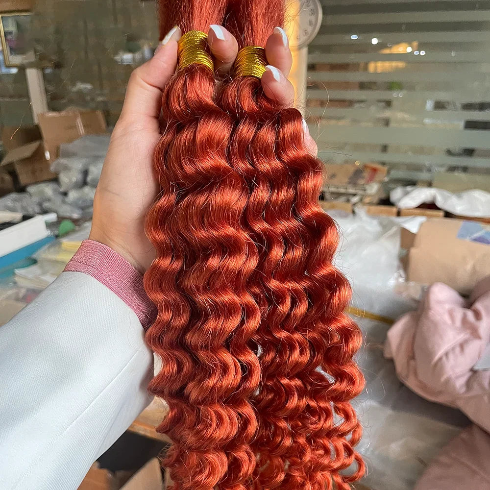 Chocolate Brown Remy Human Hair Bulk for Boho Braids | Deep Wave Braiding Hair