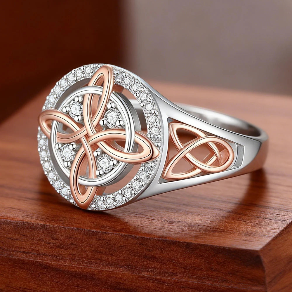 Two-Tone Celtic Heart Knot Ring