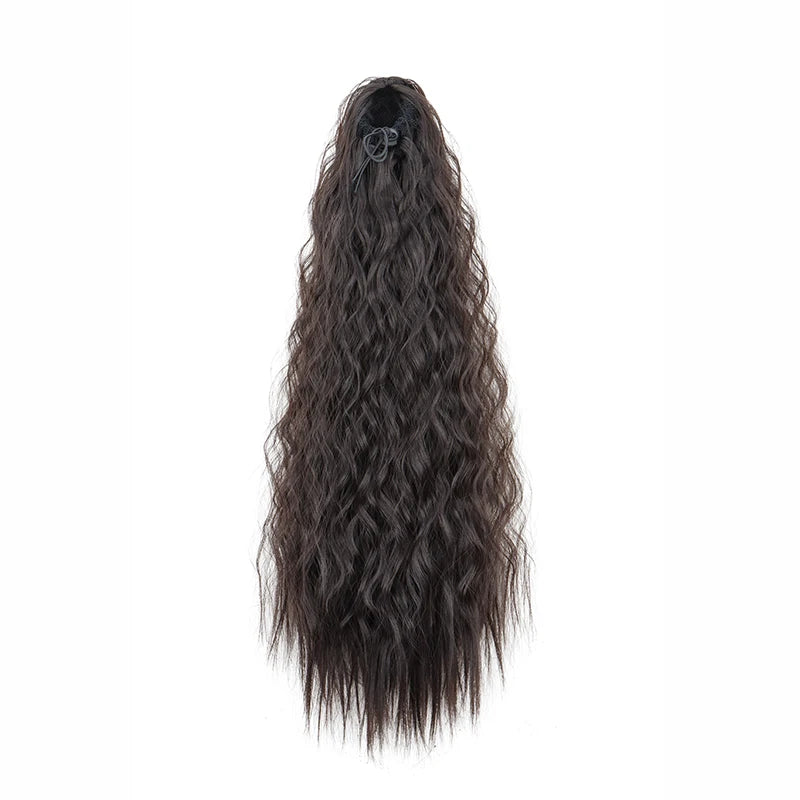 22" Kinky Curly Drawstring Ponytail Hair Extension | Heat Resistant Synthetic Wrap-Around Ponytail for Womenack Hairpiecefor Women
