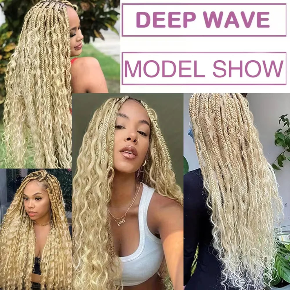 Synthetic Deep Wave Bulk Hair for Boho Braids | No-Weft Curly Braiding Hair Bundles