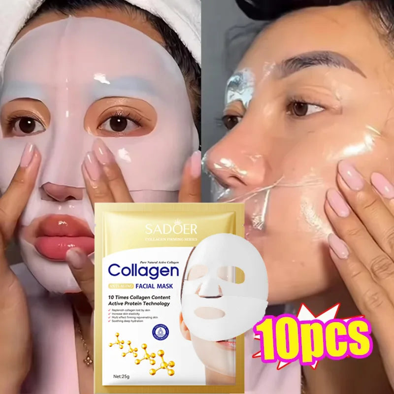 Korean Collagen Anti Wrinkle Facial Mask Fade Fine Lines Anti Aging Firm Skin Moisturizing Brightening Skincare Hydrate Mask