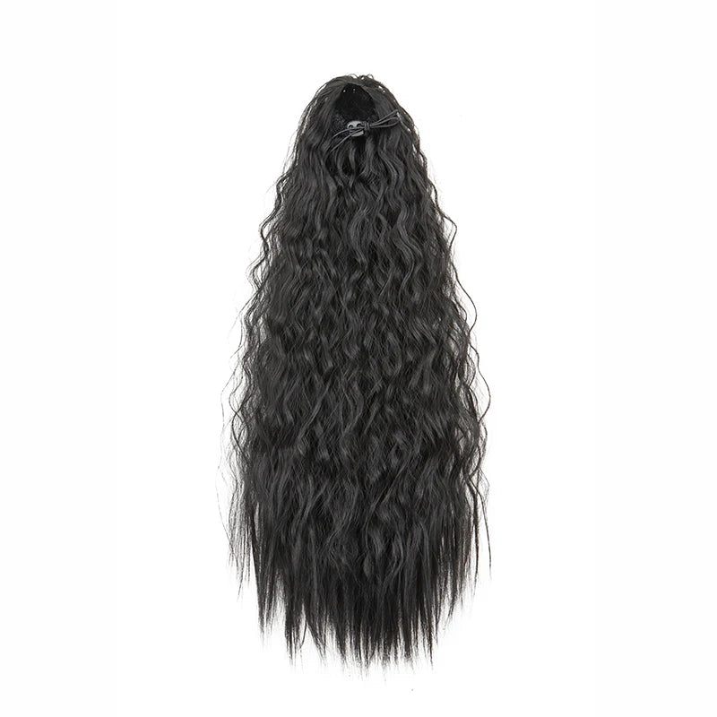 22" Kinky Curly Drawstring Ponytail Hair Extension | Heat Resistant Synthetic Wrap-Around Ponytail for Womenack Hairpiecefor Women