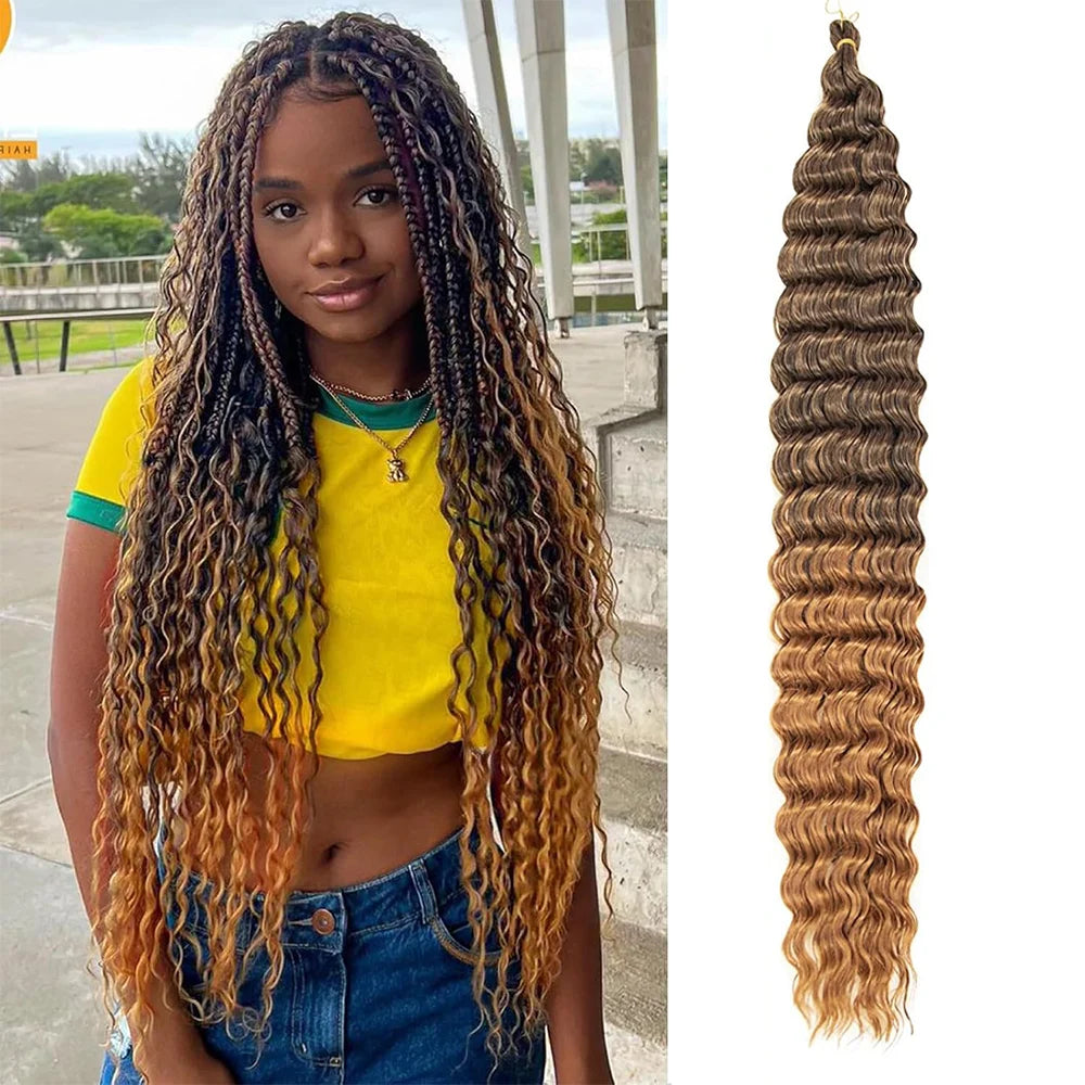 Ocean Wave Crochet Braiding Hair | Synthetic Water Wave Curly Hair for Crochet Braids