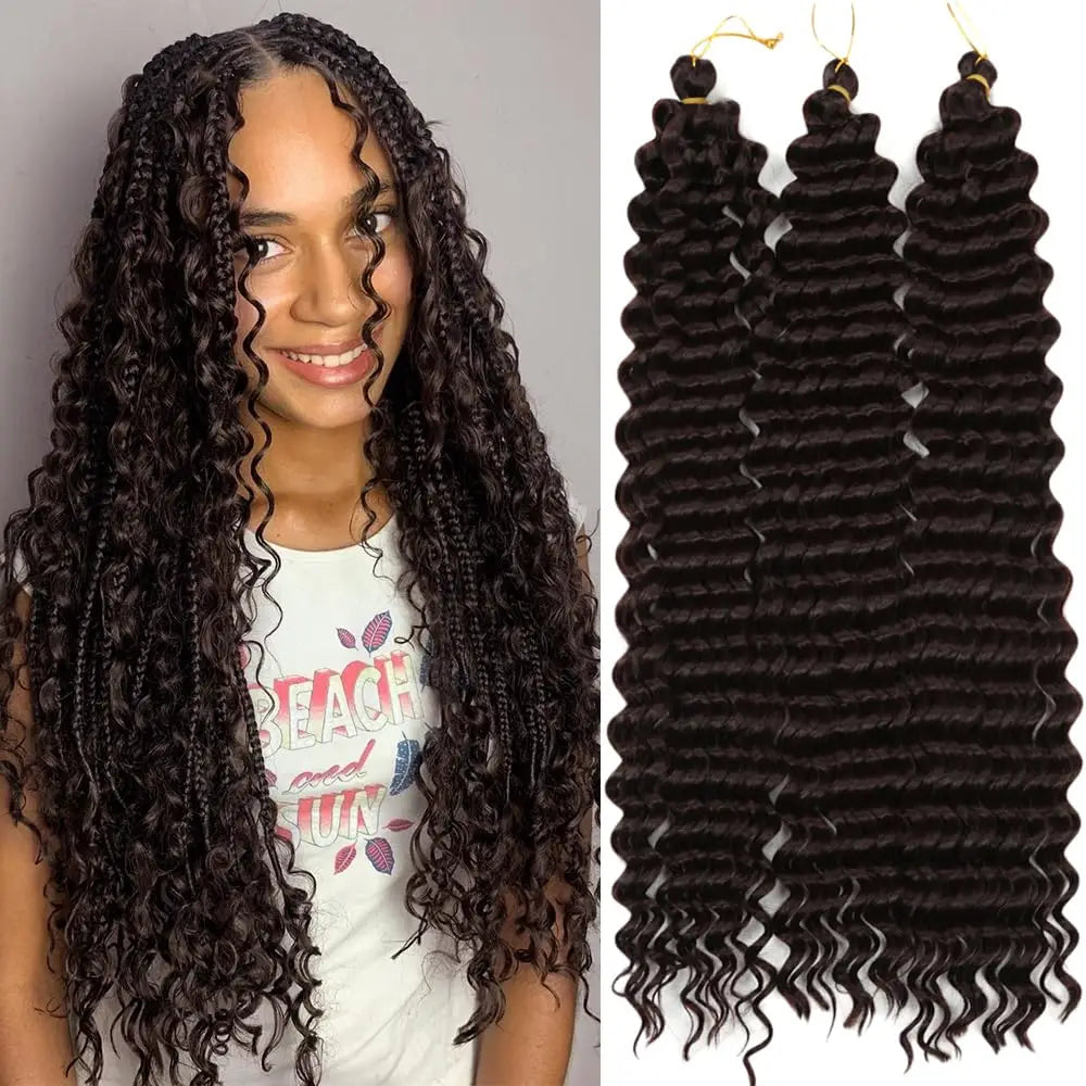 Ocean Wave Crochet Braiding Hair | Synthetic Water Wave Curly Hair for Crochet Braids