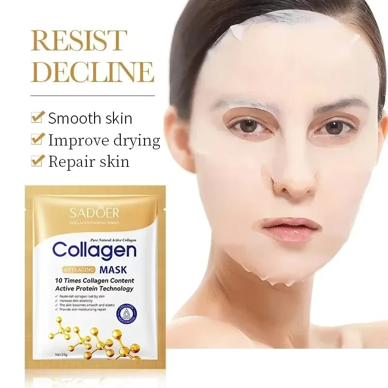 Korean Collagen Anti Wrinkle Facial Mask Fade Fine Lines Anti Aging Firm Skin Moisturizing Brightening Skincare Hydrate Mask