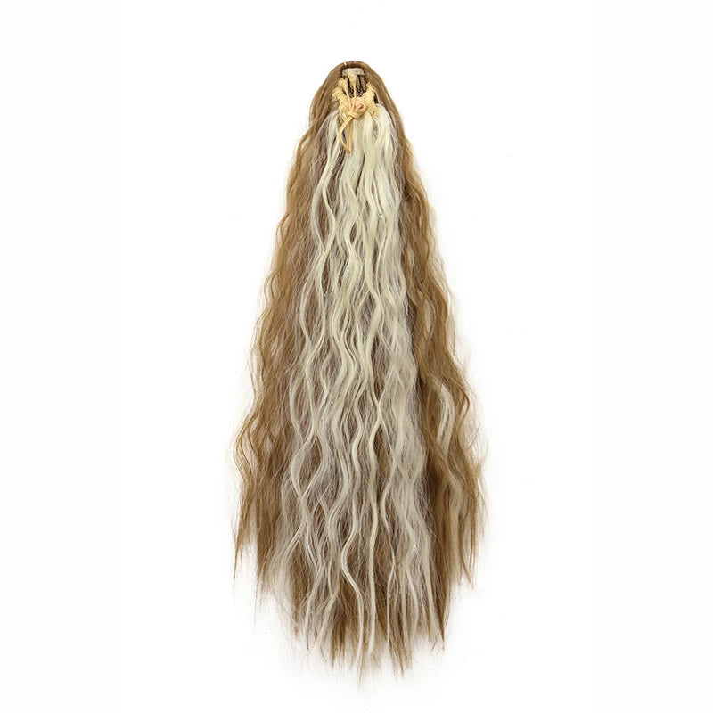 22" Kinky Curly Drawstring Ponytail Hair Extension | Heat Resistant Synthetic Wrap-Around Ponytail for Womenack Hairpiecefor Women