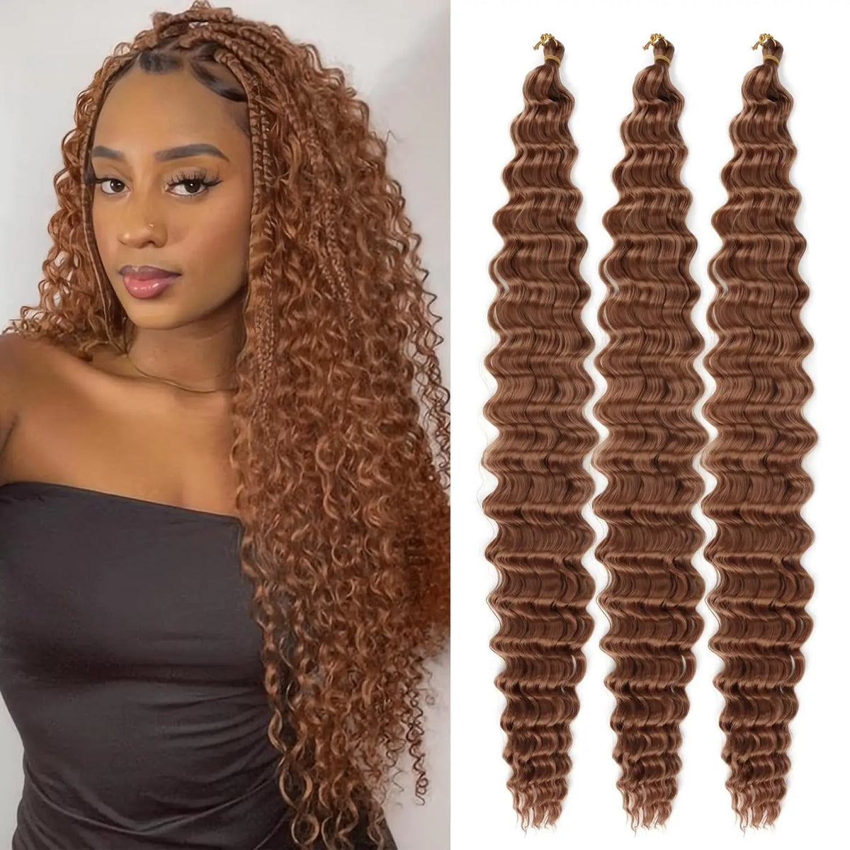 Ocean Wave Crochet Braiding Hair | Synthetic Water Wave Curly Hair for Crochet Braids