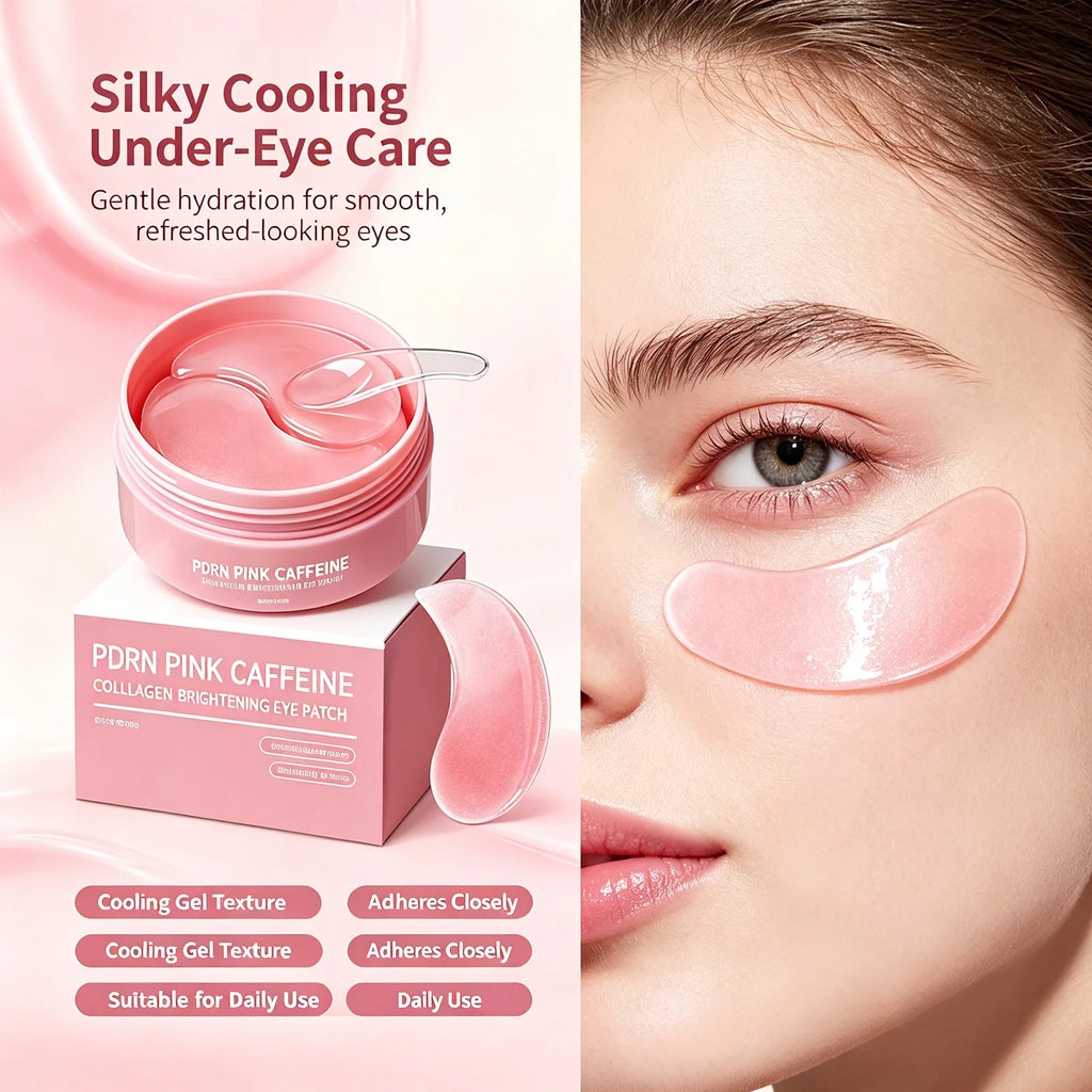 PDRN Caffeine Collagen Under Eye Patches Anti Puffy Eyes & Dark Circles with Niacinamide &Peptides Smile Line Wrinkle Care 60PCS