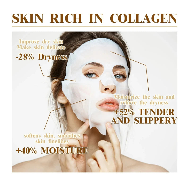 Korean Collagen Anti Wrinkle Facial Mask Fade Fine Lines Anti Aging Firm Skin Moisturizing Brightening Skincare Hydrate Mask