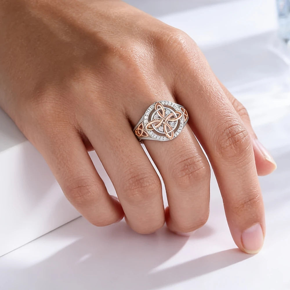 Two-Tone Celtic Heart Knot Ring