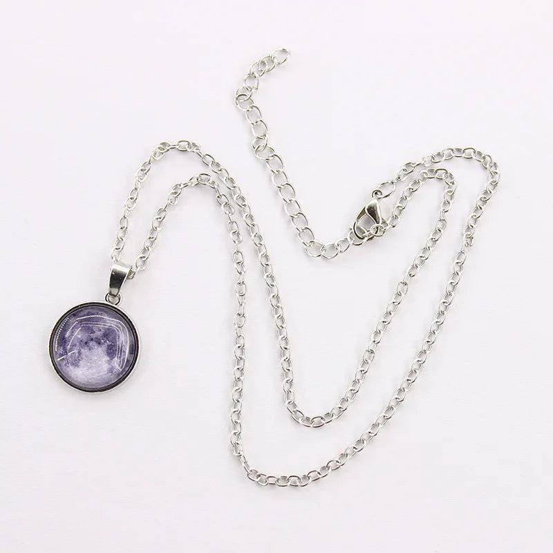 Glow-in-the-Dark Moon Pendant Necklace