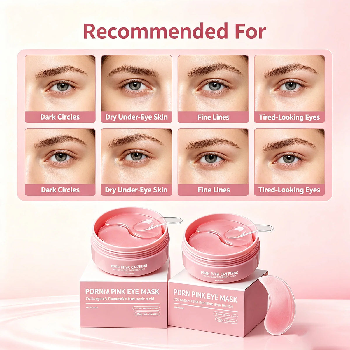 PDRN Caffeine Collagen Under Eye Patches Anti Puffy Eyes & Dark Circles with Niacinamide &Peptides Smile Line Wrinkle Care 60PCS