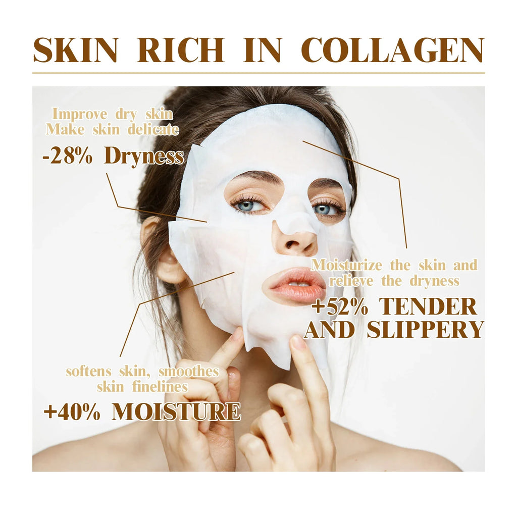 Korean Collagen Anti Wrinkle Facial Mask Fade Fine Lines Anti Aging Firm Skin Moisturizing Brightening Skincare Hydrate Mask