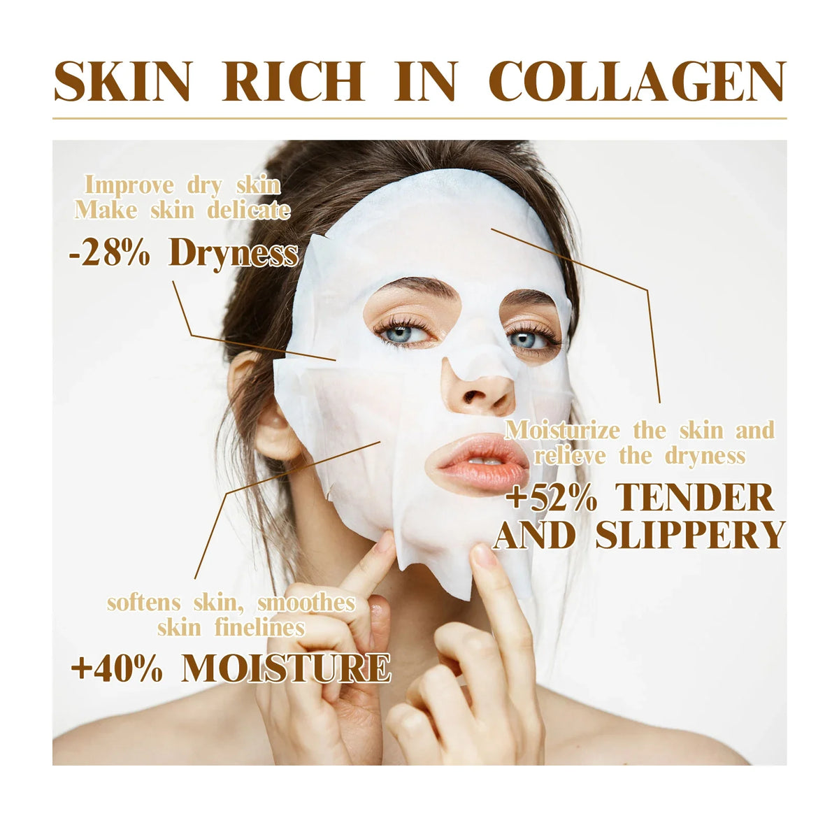 Korean Collagen Anti Wrinkle Facial Mask Fade Fine Lines Anti Aging Firm Skin Moisturizing Brightening Skincare Hydrate Mask