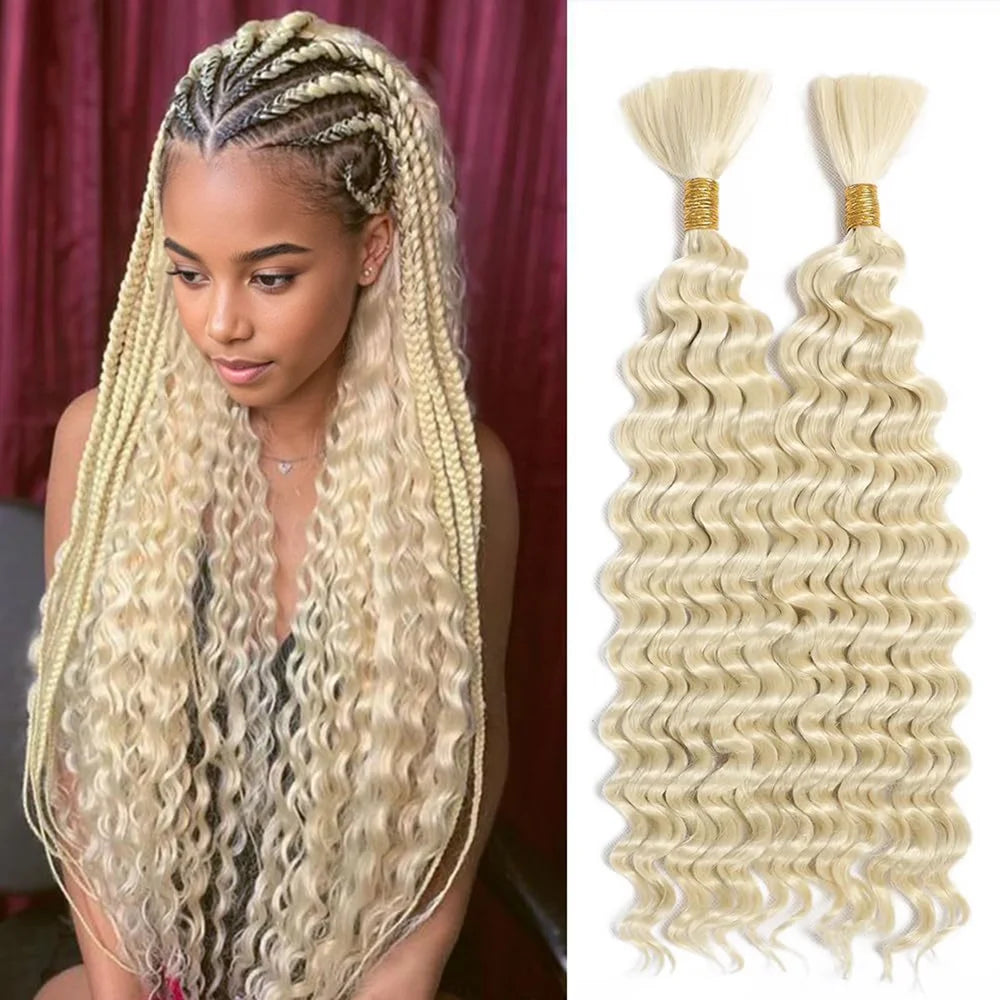 Synthetic Deep Wave Bulk Hair for Boho Braids | No-Weft Curly Braiding Hair Bundles