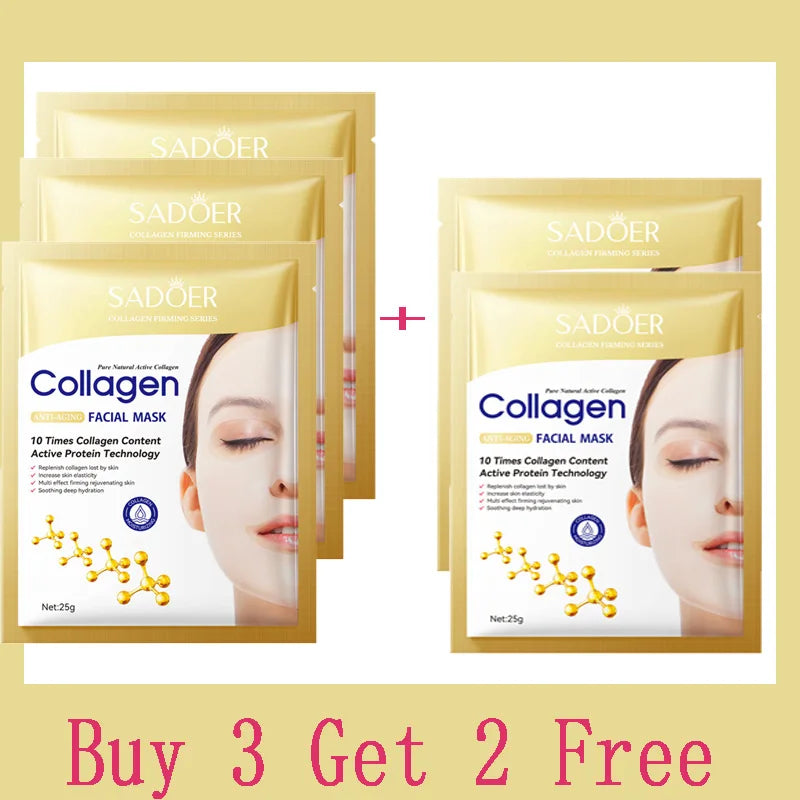 Korean Collagen Anti Wrinkle Facial Mask Fade Fine Lines Anti Aging Firm Skin Moisturizing Brightening Skincare Hydrate Mask