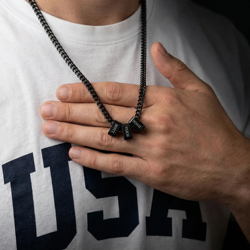 Men's Personalized Name Bar Chain Necklace