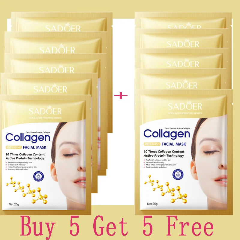 Korean Collagen Anti Wrinkle Facial Mask Fade Fine Lines Anti Aging Firm Skin Moisturizing Brightening Skincare Hydrate Mask