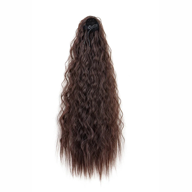 22" Kinky Curly Drawstring Ponytail Hair Extension | Heat Resistant Synthetic Wrap-Around Ponytail for Womenack Hairpiecefor Women