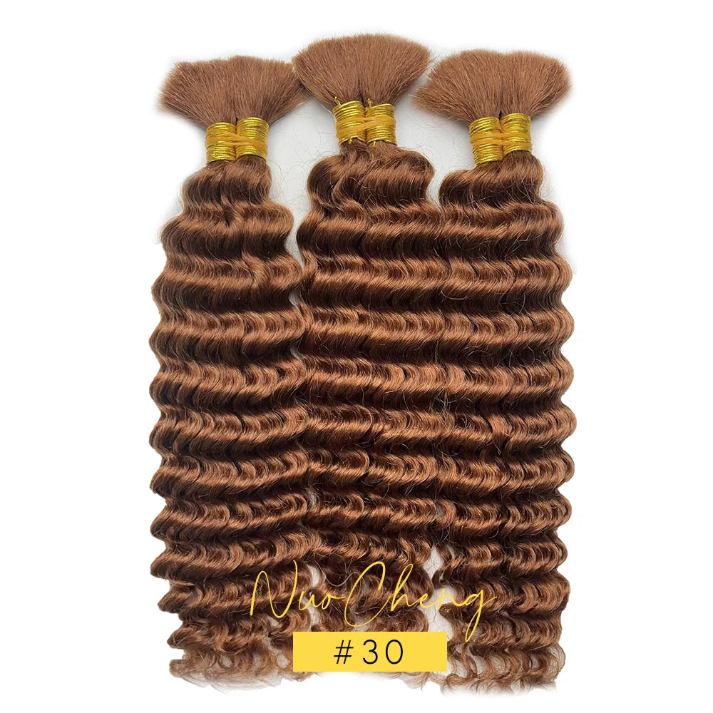 Chocolate Brown Remy Human Hair Bulk for Boho Braids | Deep Wave Braiding Hair