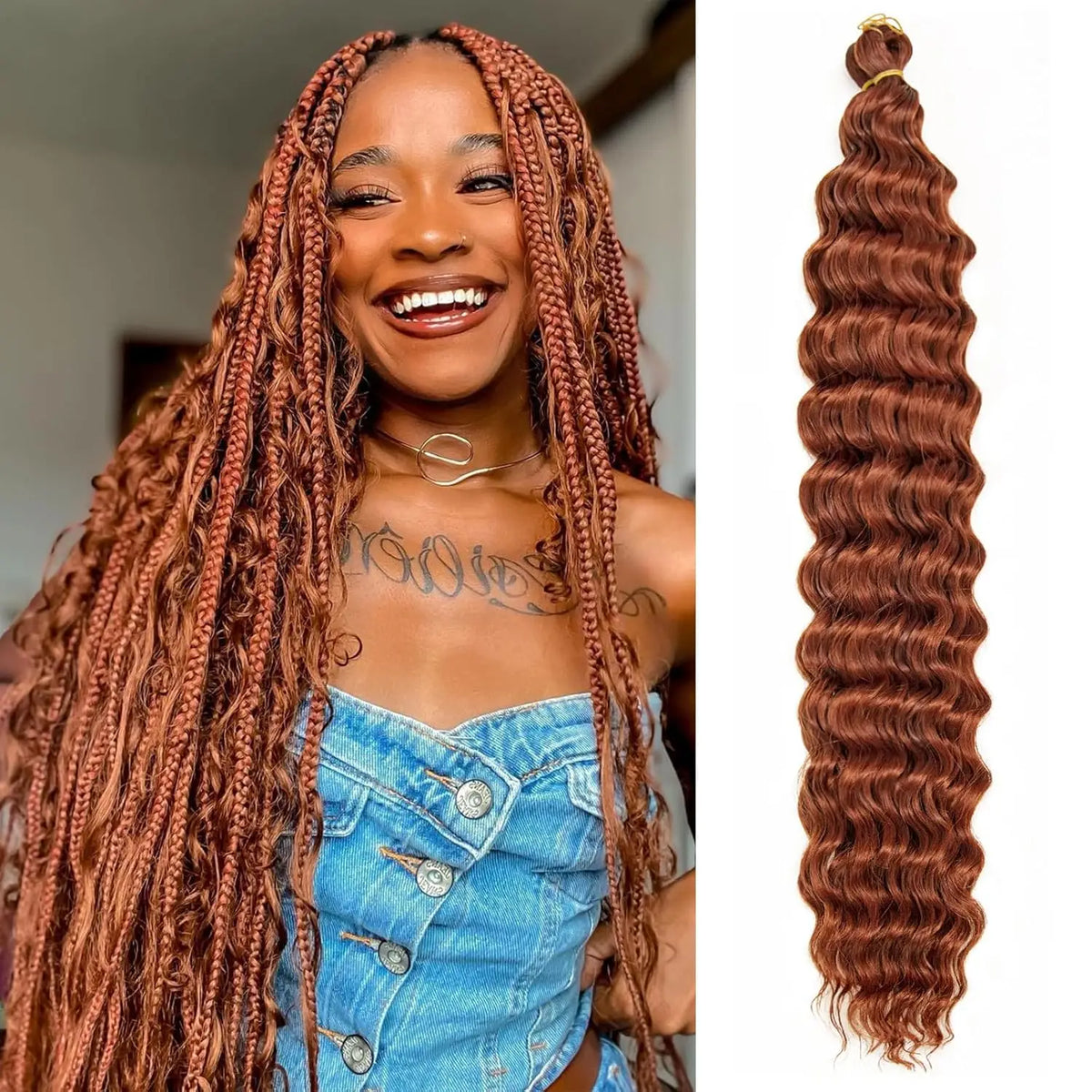 Ocean Wave Crochet Braiding Hair | Synthetic Water Wave Curly Hair for Crochet Braids