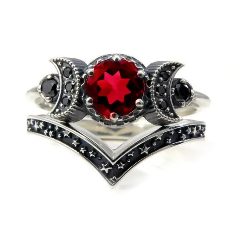 Gothic Crown Moon Ring