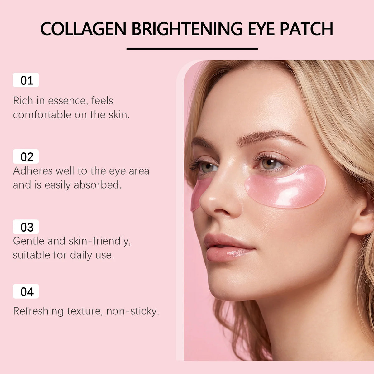 PDRN Caffeine Collagen Under Eye Patches Anti Puffy Eyes & Dark Circles with Niacinamide &Peptides Smile Line Wrinkle Care 60PCS
