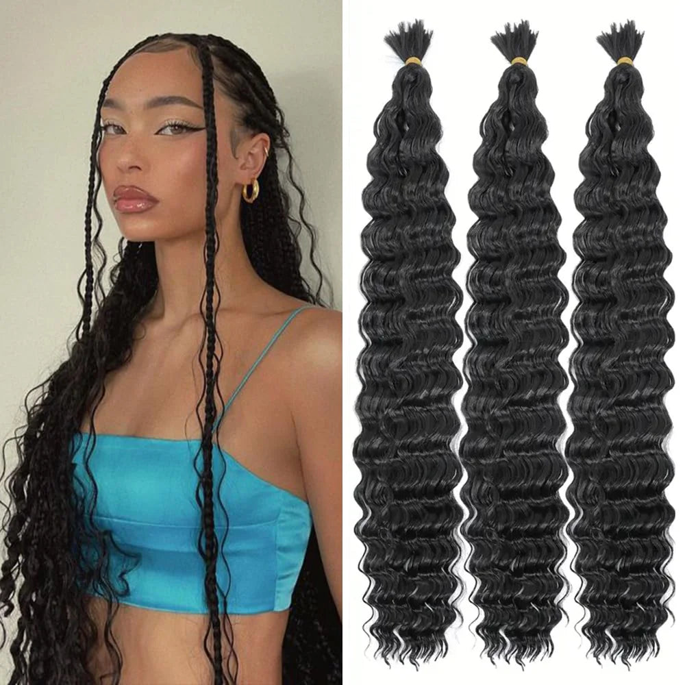 Ocean Wave Crochet Braiding Hair | Synthetic Water Wave Curly Hair for Crochet Braids