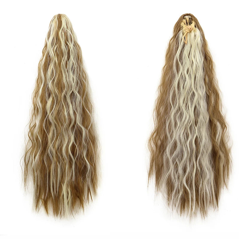 22" Kinky Curly Drawstring Ponytail Hair Extension | Heat Resistant Synthetic Wrap-Around Ponytail for Womenack Hairpiecefor Women