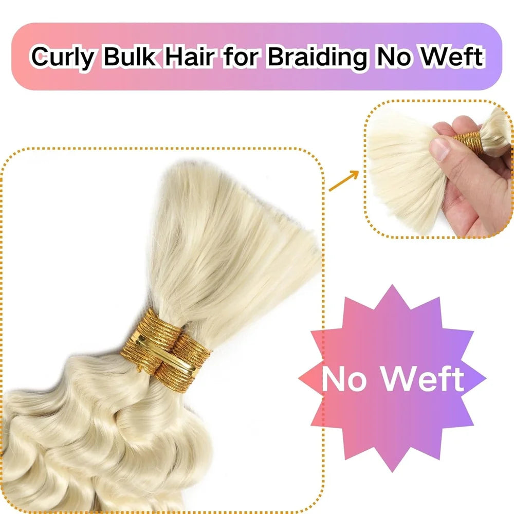 Synthetic Deep Wave Bulk Hair for Boho Braids | No-Weft Curly Braiding Hair Bundles